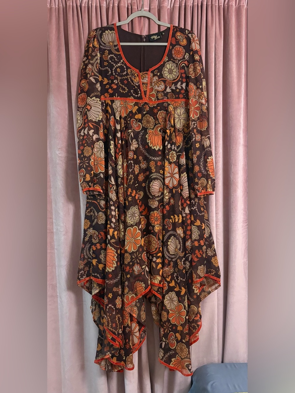 Hippie Shake Hand Made Floral Handkerchief Hem Maxi Dress — UK 12 / US 8